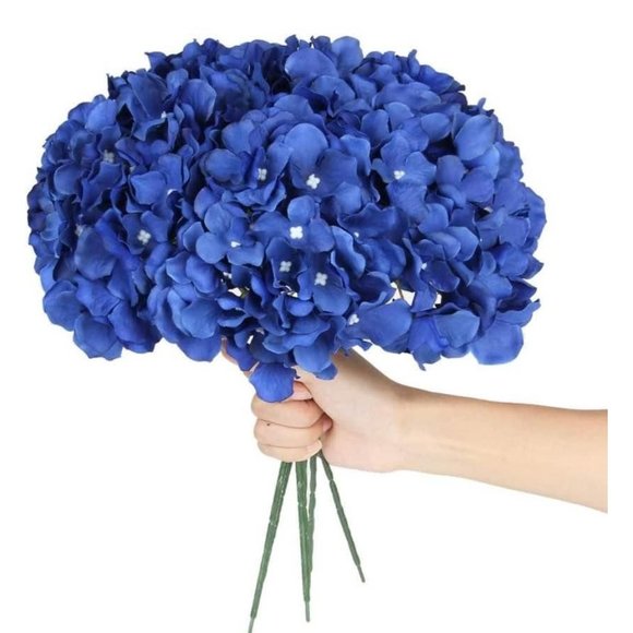 10 pack Royal Blue Silk Hydrangea Flower with Stems Wedding Home Bouquet - Picture 4 of 5